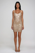 Dzintra Sleeveless Rhinestone Bodycon Mini Dress