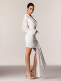 Edda Cowl Neck Tie Up Mini Dress