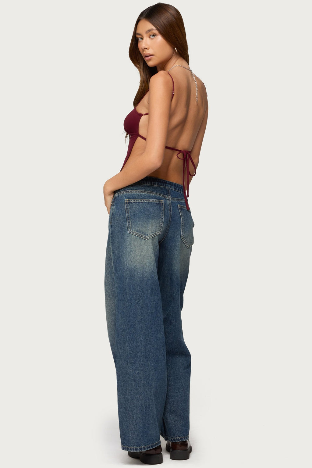 Niah Lace Up Low Rise Baggy Jeans