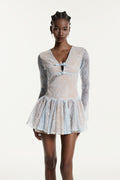 Edmond Lace Sequin Puffy Mini Dress