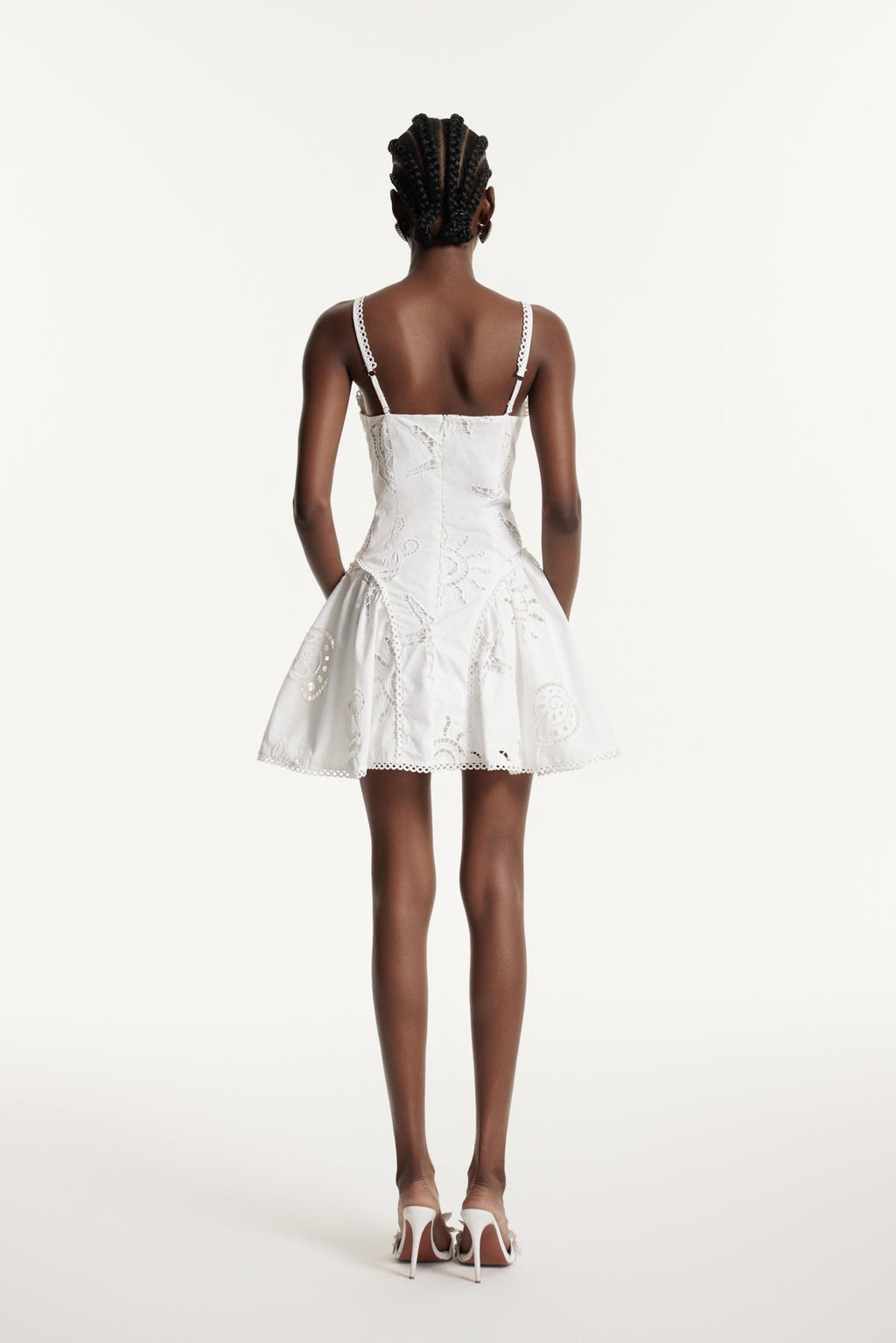 Edom Spaghetti Embroidered Mini Dress
