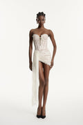 Edur Strapless Lace Ruch Mini Dress