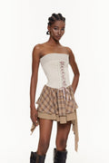 Eglantine Grid Lace Up Mini Dress