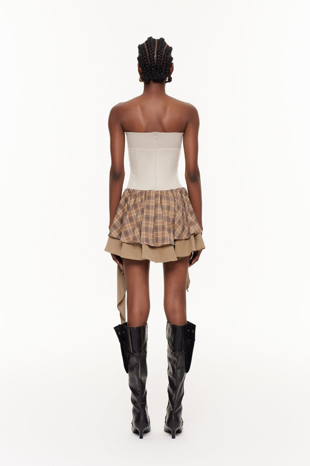 Eglantine Grid Lace Up Mini Dress