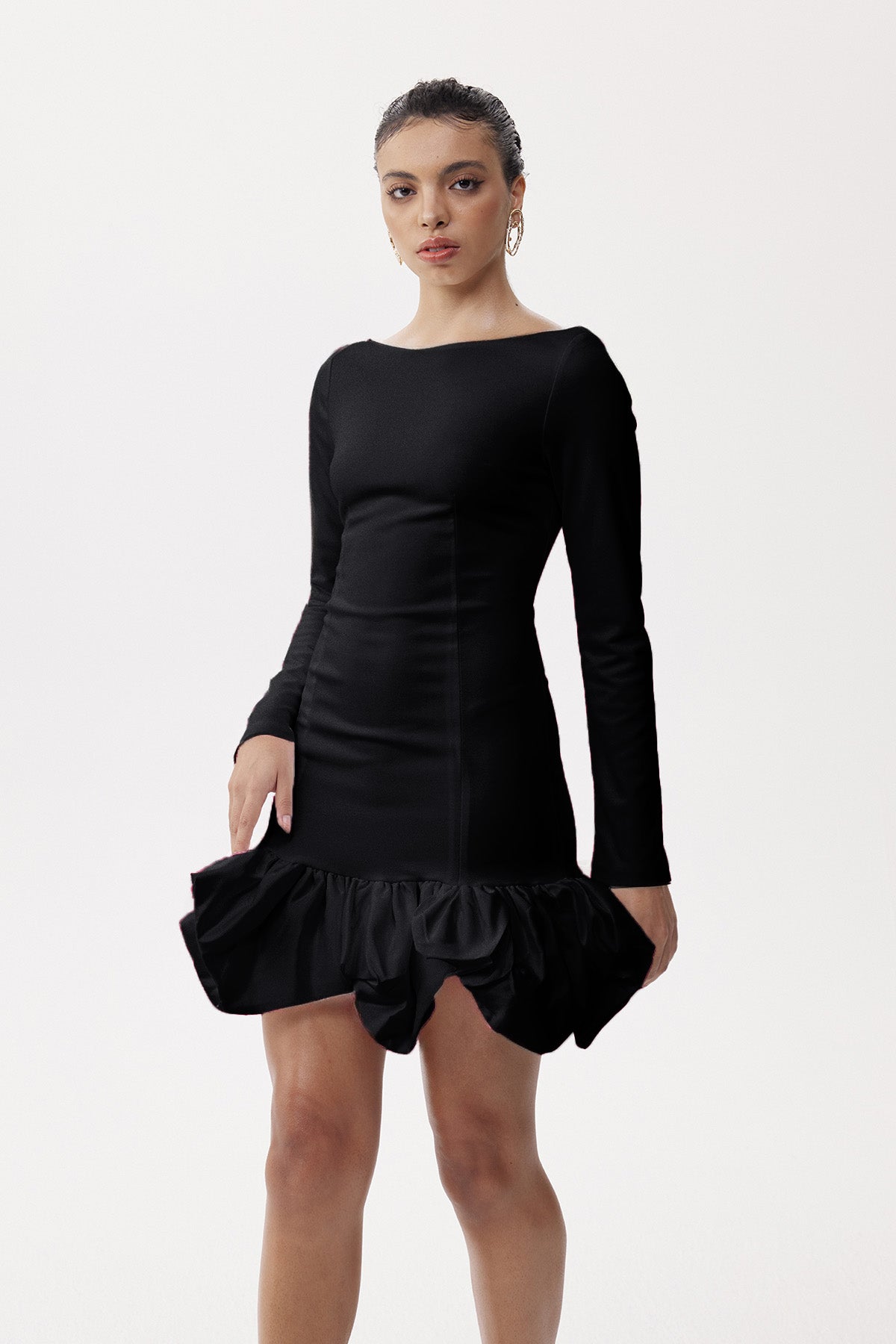 Eleonor Ruch Drop Waist Mini Dress In Black