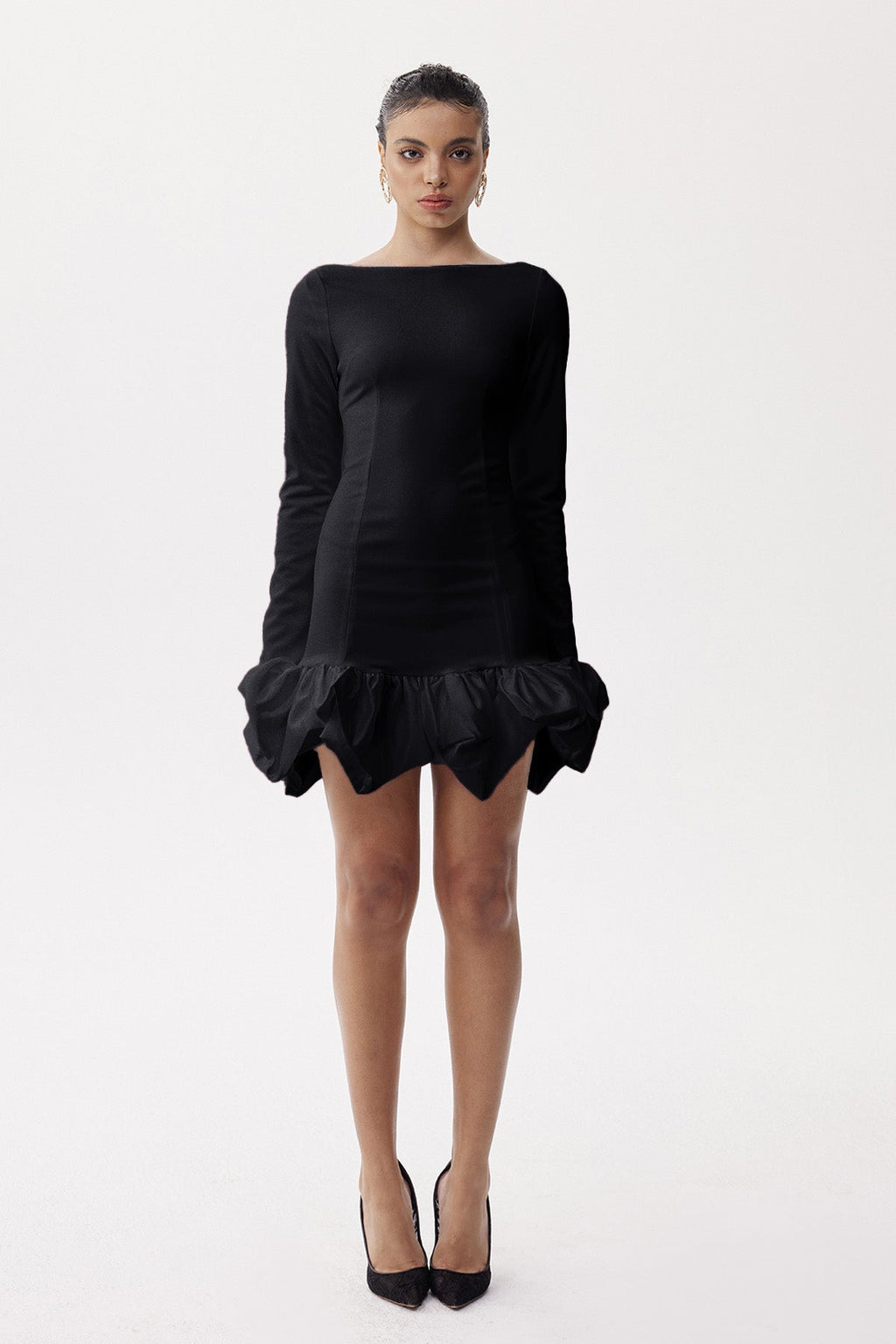 Eleonor Ruch Drop Waist Mini Dress In Black