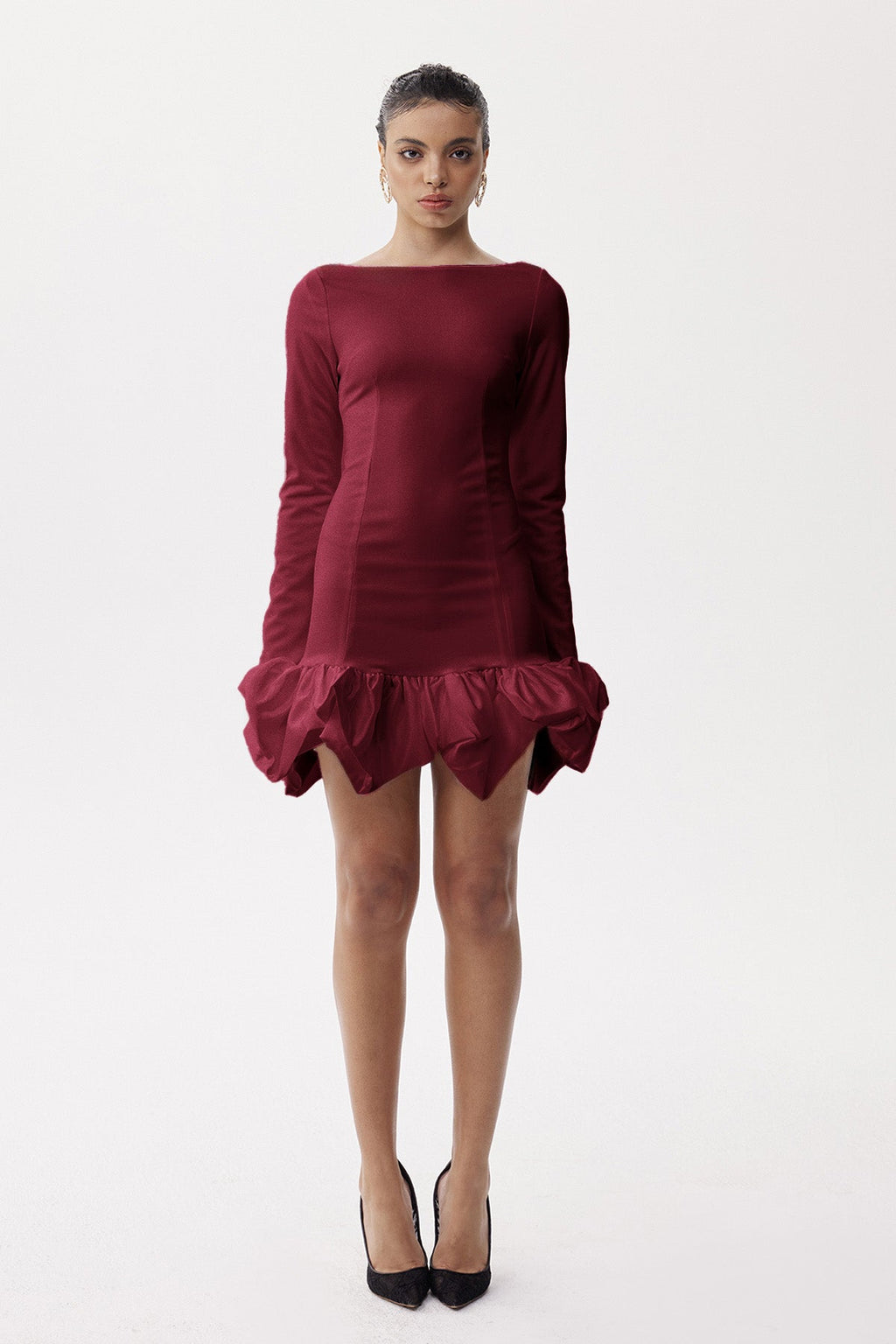 Eleonor Ruch Drop Waist Mini Dress In Wine