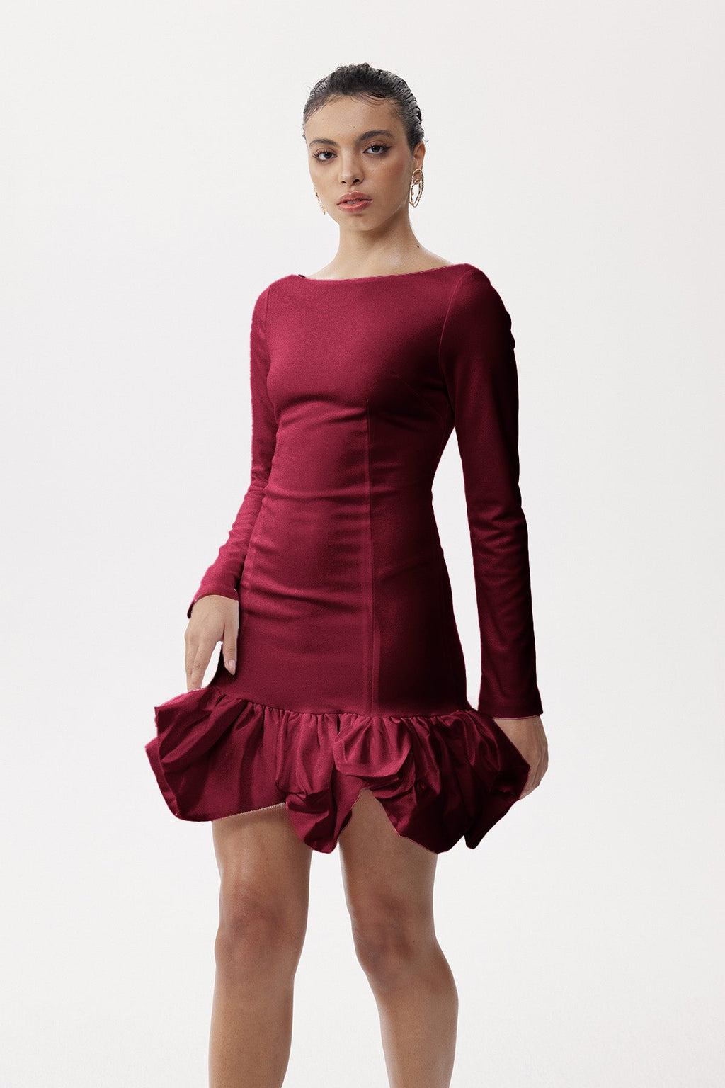 Eleonor Ruch Drop Waist Mini Dress In Wine
