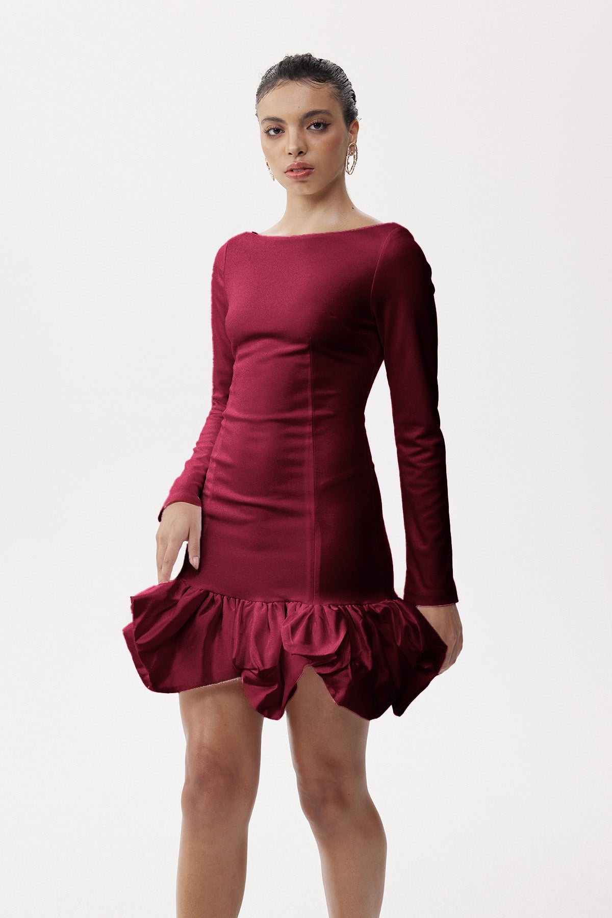 Eleonor Ruch Drop Waist Mini Dress In Wine