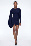 Elisedd Draped Shoulder Asymmetric Mini Dress