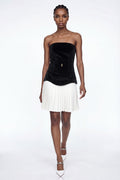 Eliseus Lace Up Pleated Velvet Mini Dress