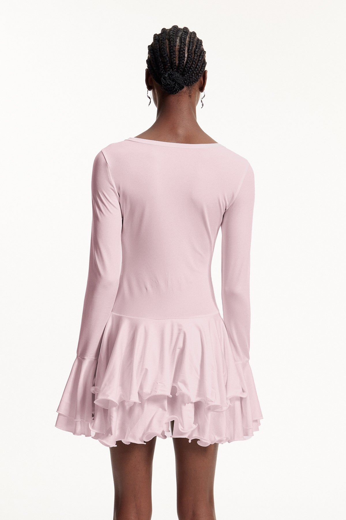 Ellington Asymmetric Button Ruffle Mini Dress In Pink