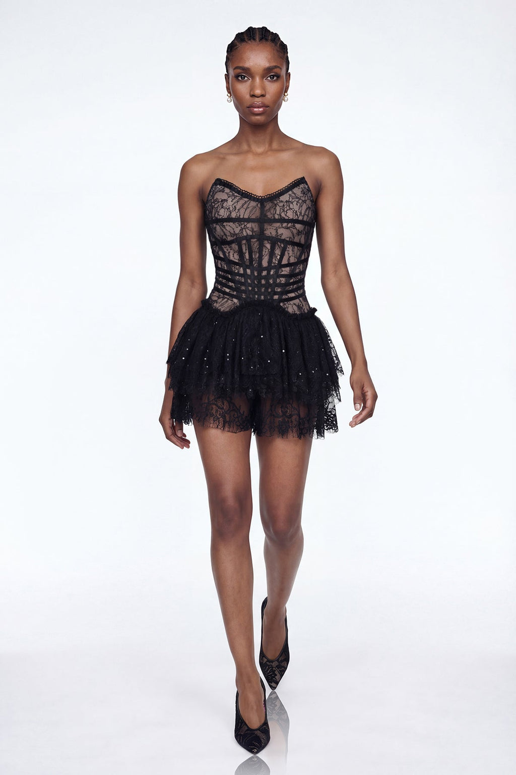 Elwyn Corset Sequin Mesh Mini Dress
