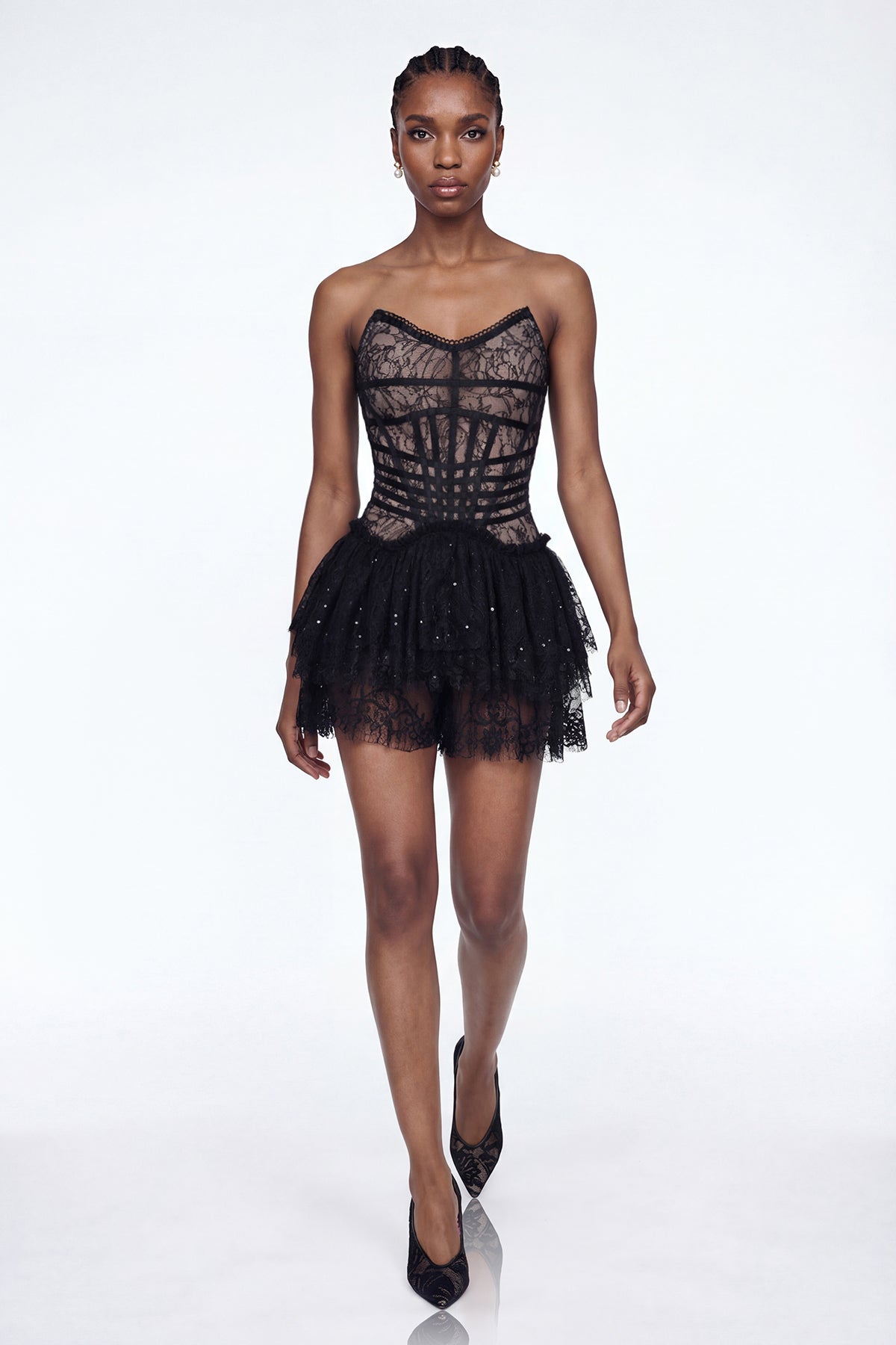 Elwyn Corset Sequin Mesh Mini Dress