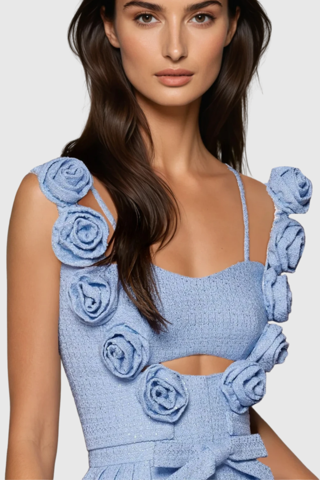 Ewano Floral Appliqu¨¦ Cutout Tweed Mini Dress