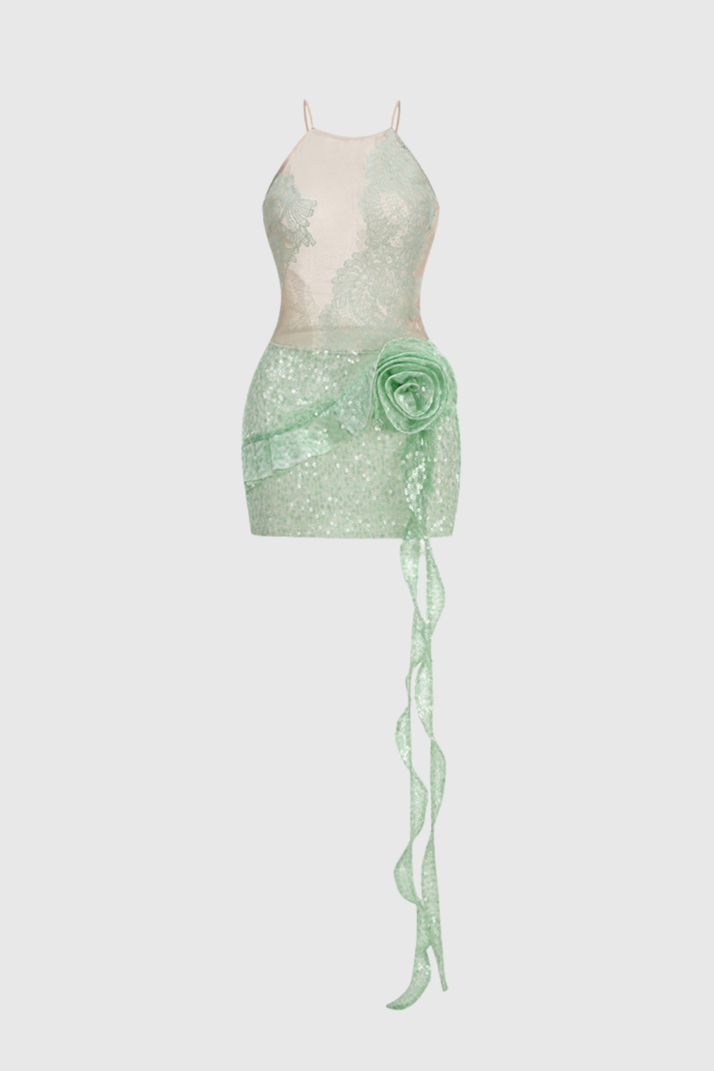 Fabius Mesh Sequin Flower Mini Dress
