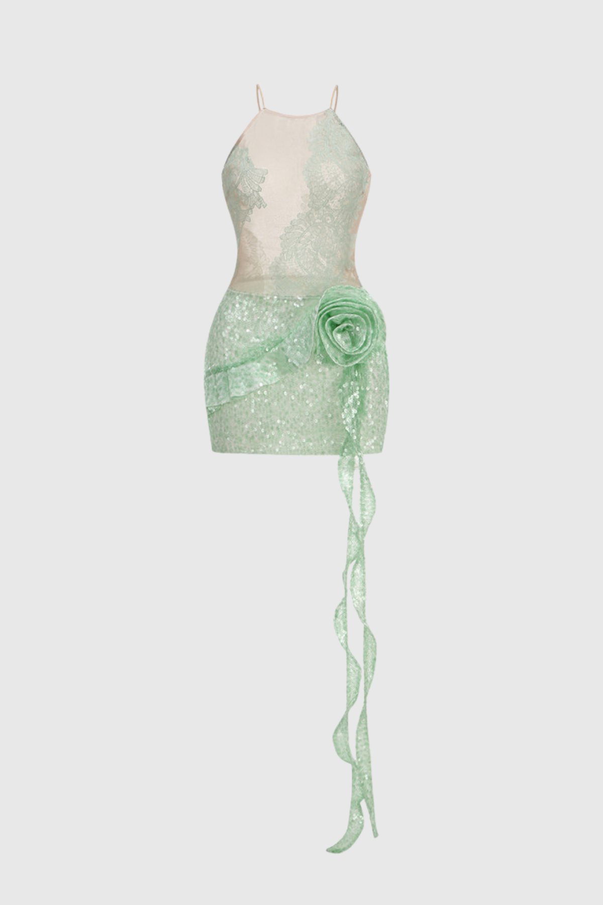Fabius Mesh Sequin Flower Mini Dress