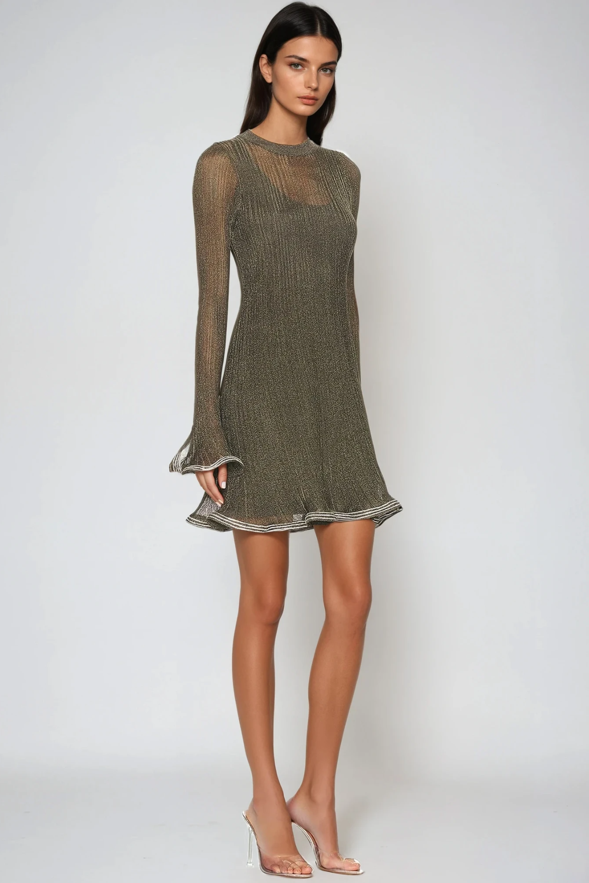Faina Rhinestone Ruffle Mini Dress