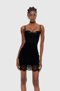 Faizel Spaghetti Corset Lace Mini Dress In Black