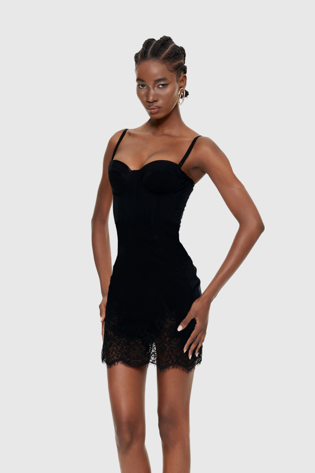Faizel Spaghetti Corset Lace Mini Dress In Black