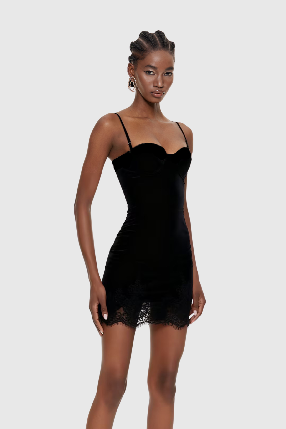 Faizel Spaghetti Corset Lace Mini Dress In Black