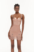 Faizel Spaghetti Corset Lace Mini Dress In Blush