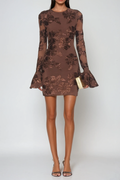 Farohildis Embroidered Floral Mesh Mini Dress