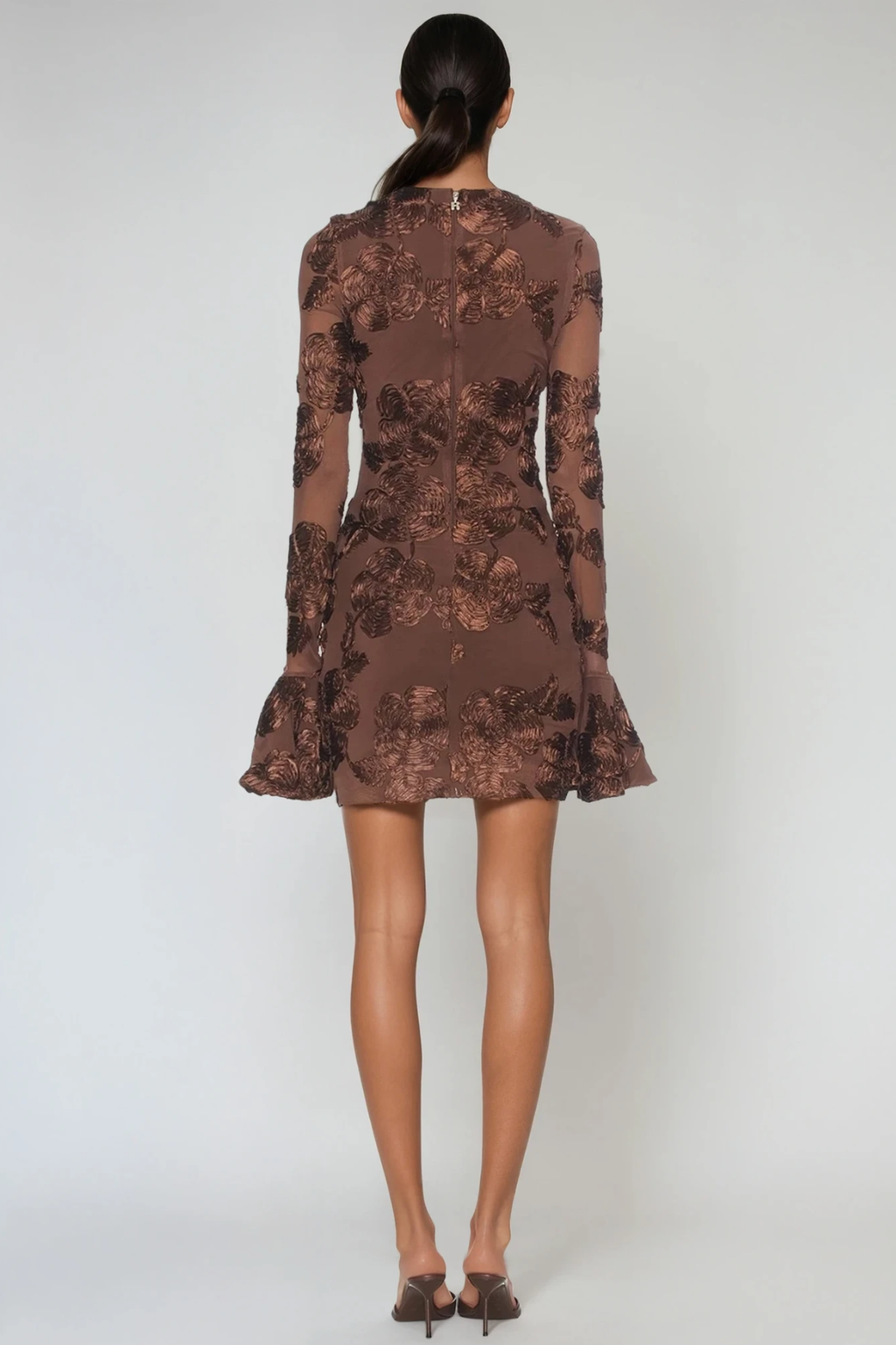 Farohildis Embroidered Floral Mesh Mini Dress