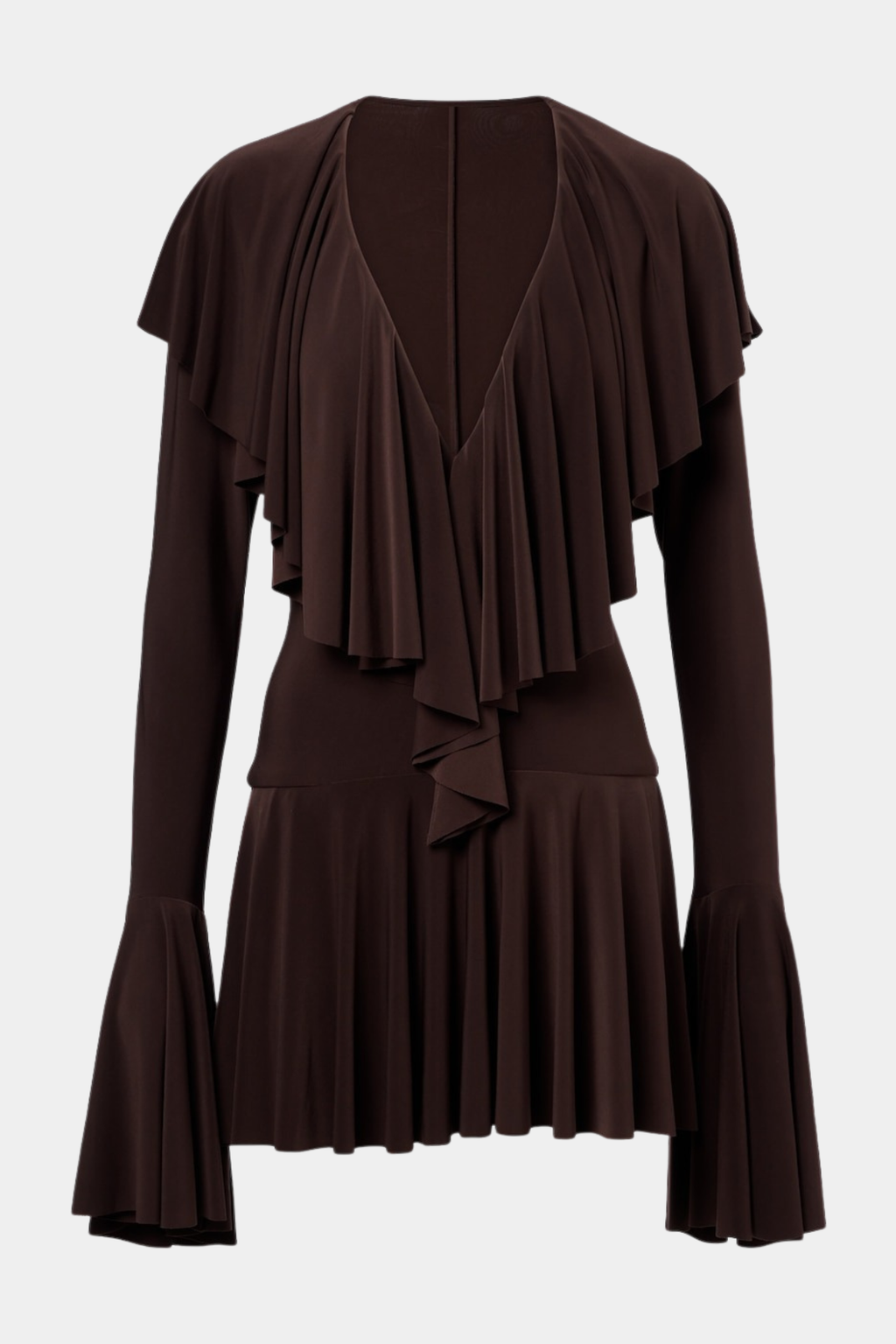 Hathay Ruffle Mini Dress - Brown