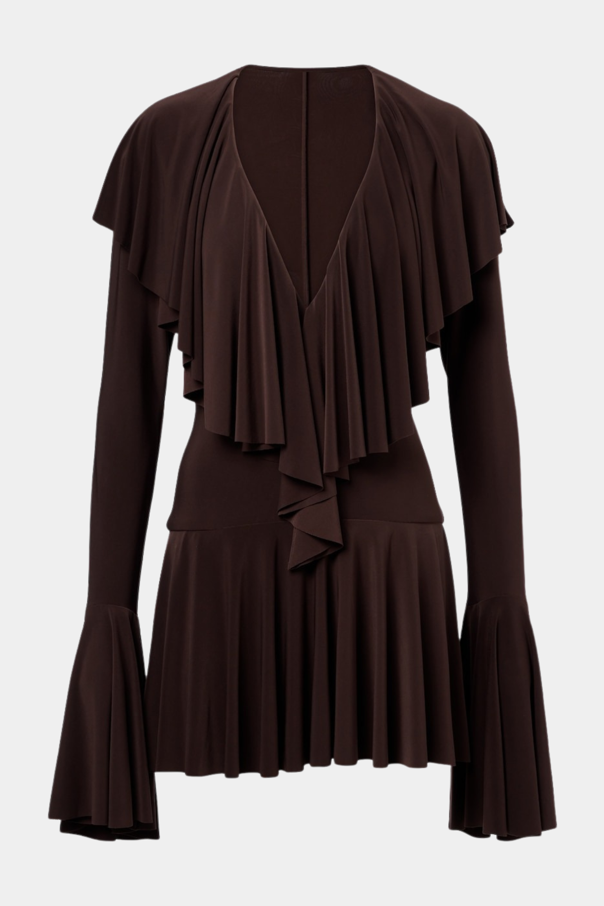 Hathay Ruffle Mini Dress - Brown