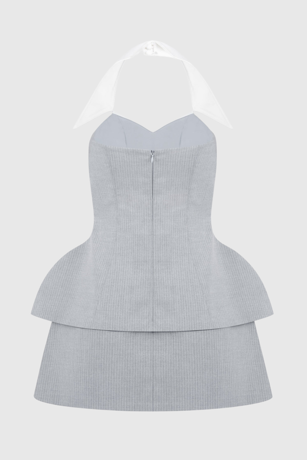 Hcona Halter Layered Pinstripe Mini Dress