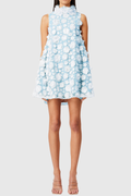 Hendya Floral Appliqu¨¦ Sleeveless Mini Dress - Blue