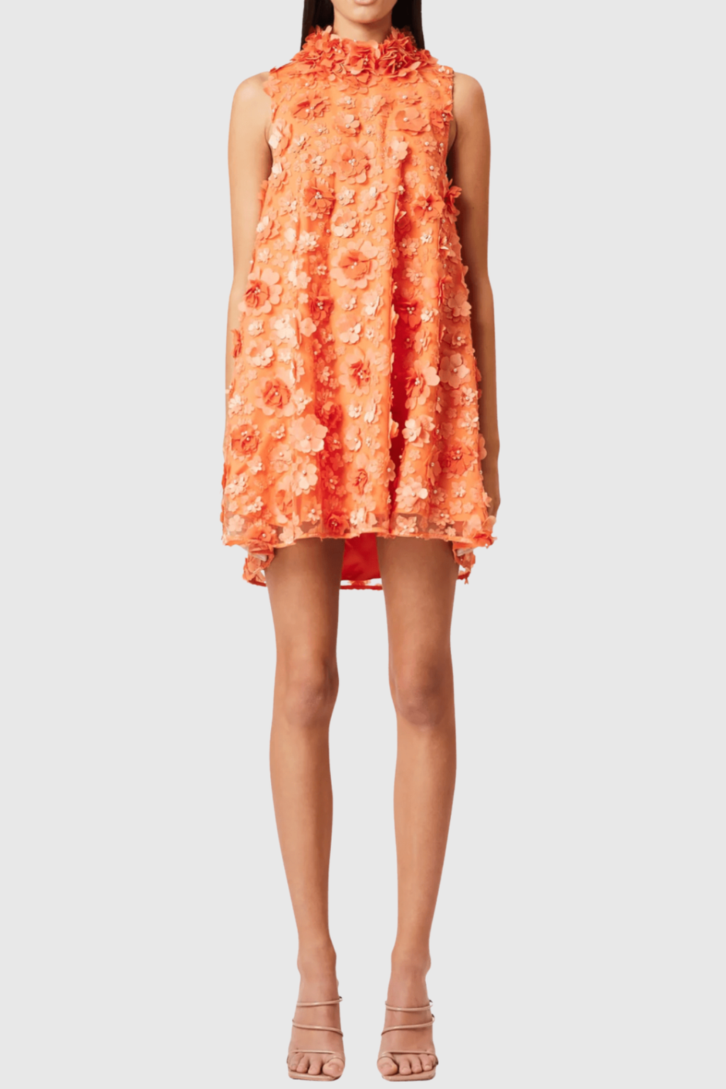 Hendya Floral Appliqu¨¦ Sleeveless Mini Dress - Orange
