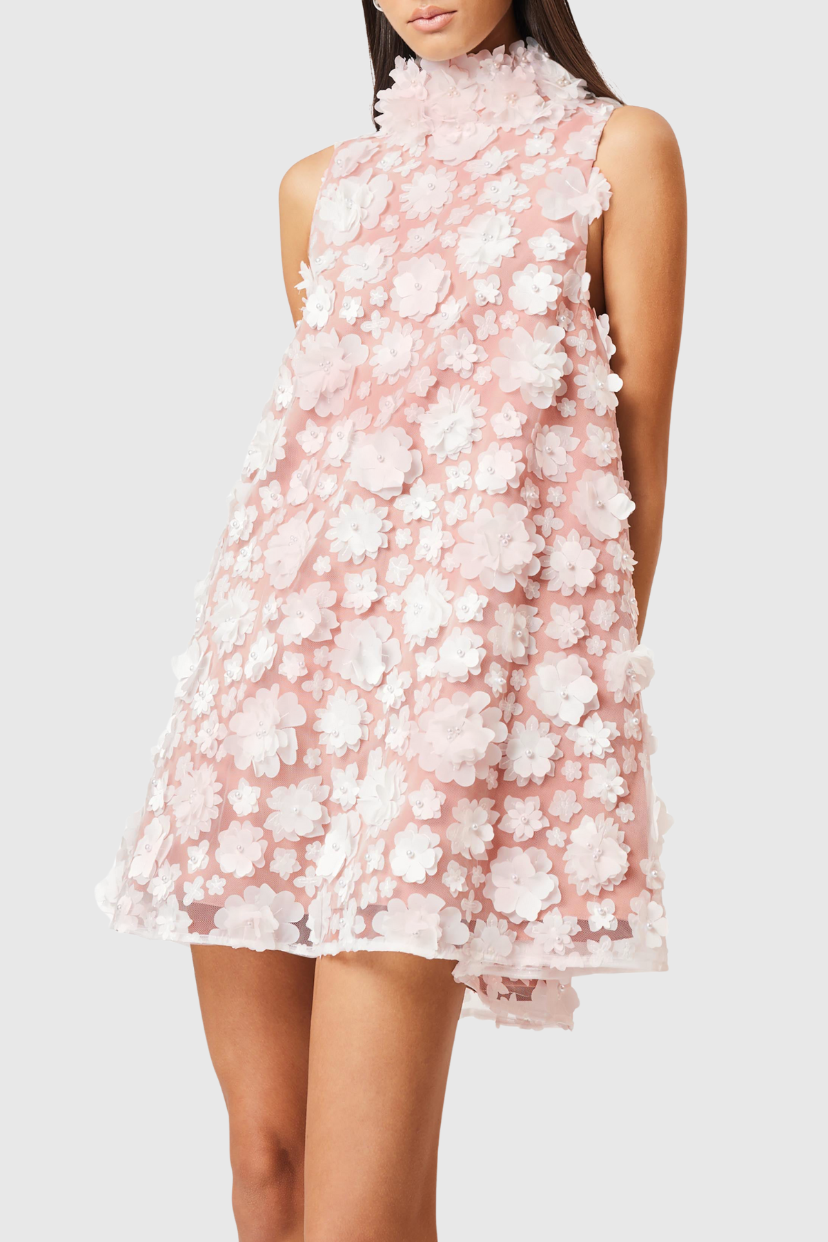 Hendya Floral Appliqu¨¦ Sleeveless Mini Dress - Pink