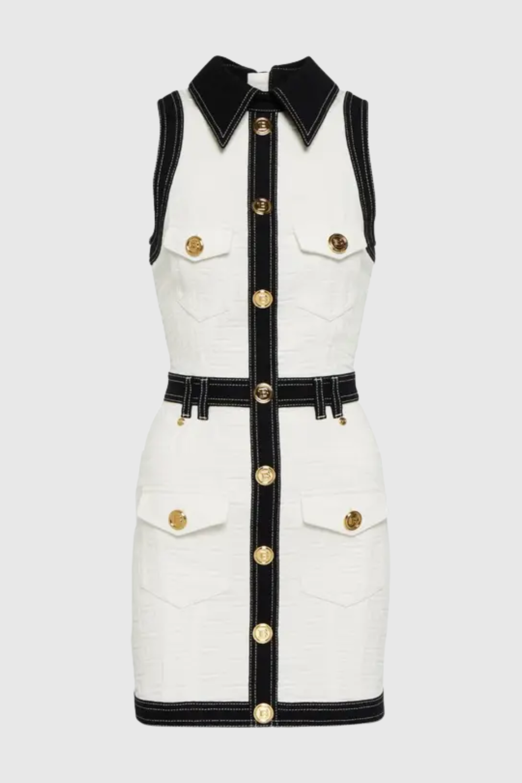 Hoshi Sleeveless Buttoned Mini Dress - White