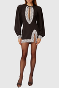 Jadoa Lace Contrast Satin Mini Dress