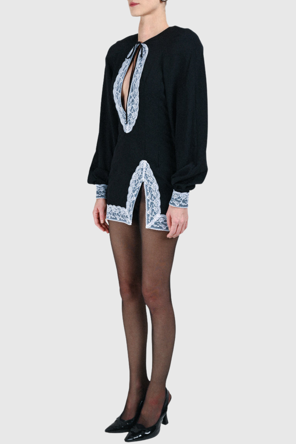 Jadoa Lace Contrast Satin Mini Dress