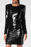 Jehua Sequin Long Sleeve Mini Dress
