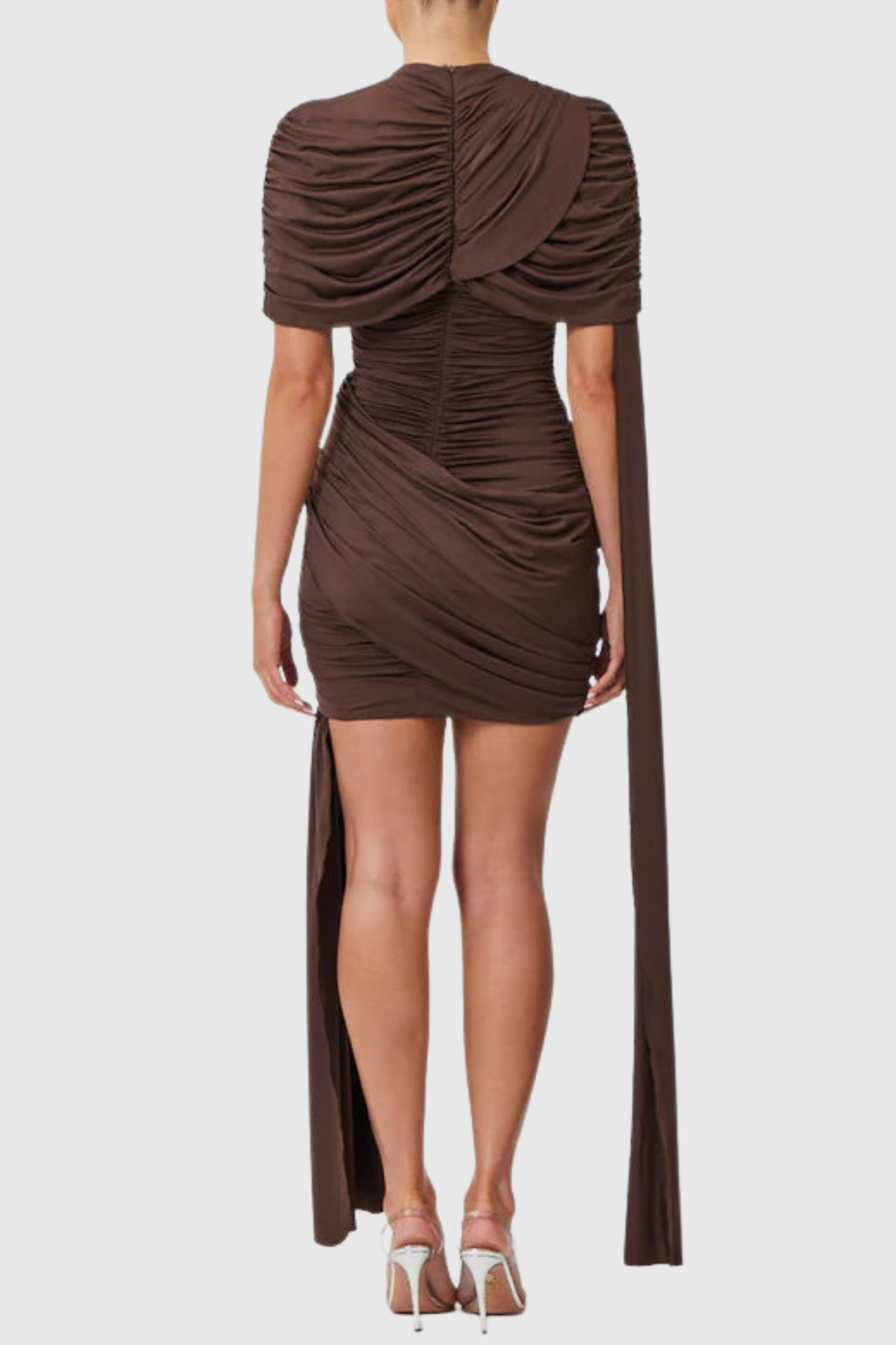 Kalinda Shawl Ruched Draped Mini Dress