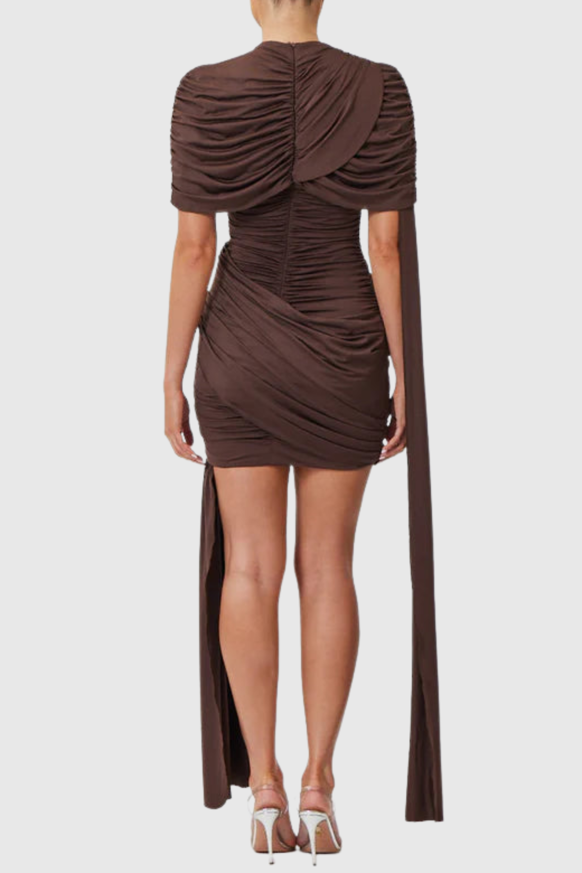 Kalinda Shawl Ruched Draped Mini Dress