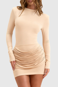 Lanma Draped Mini Dress - Apricot