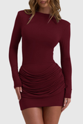 Lanma Draped Mini Dress - Wine