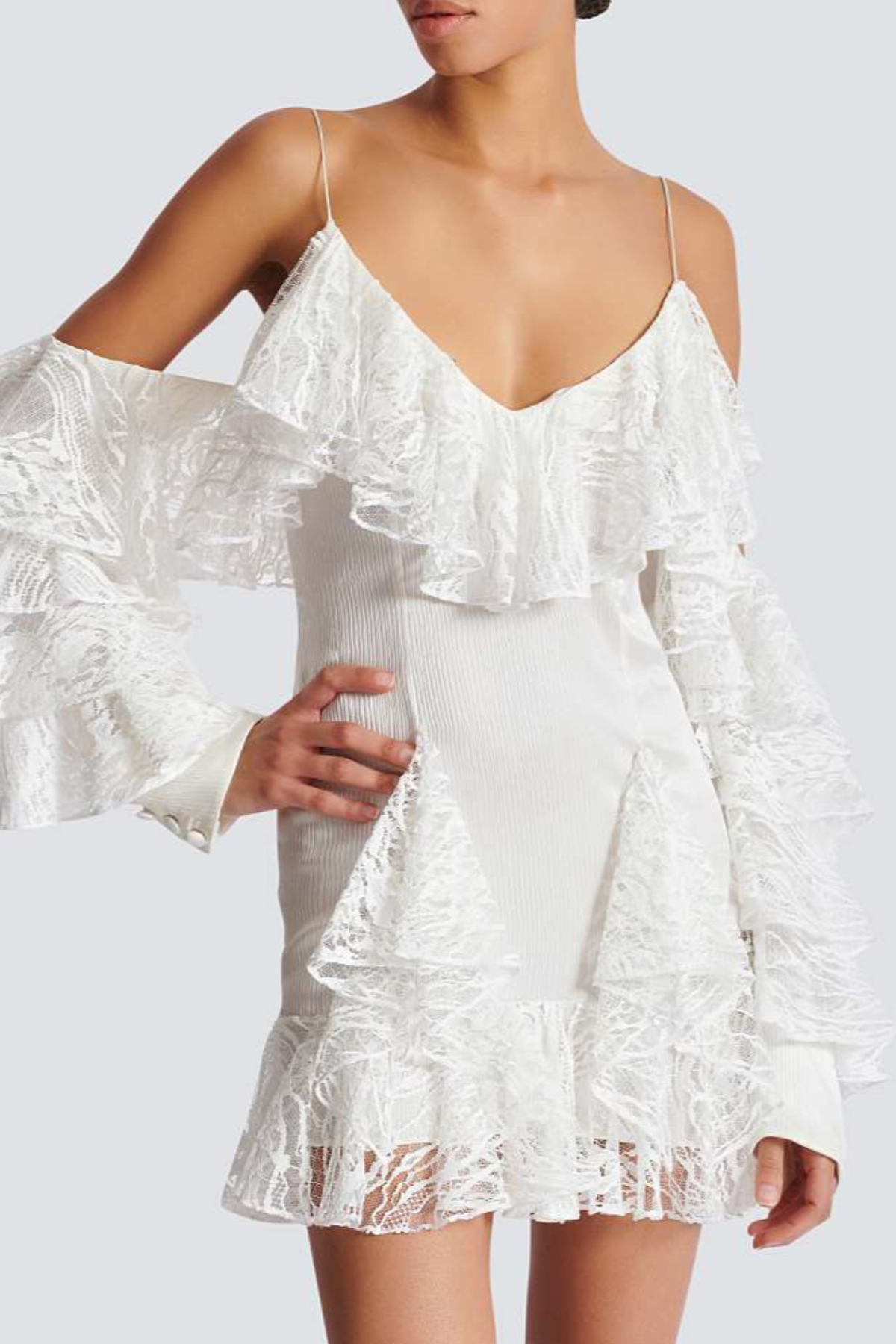 Limbo Lace Ruffle Mini Dress
