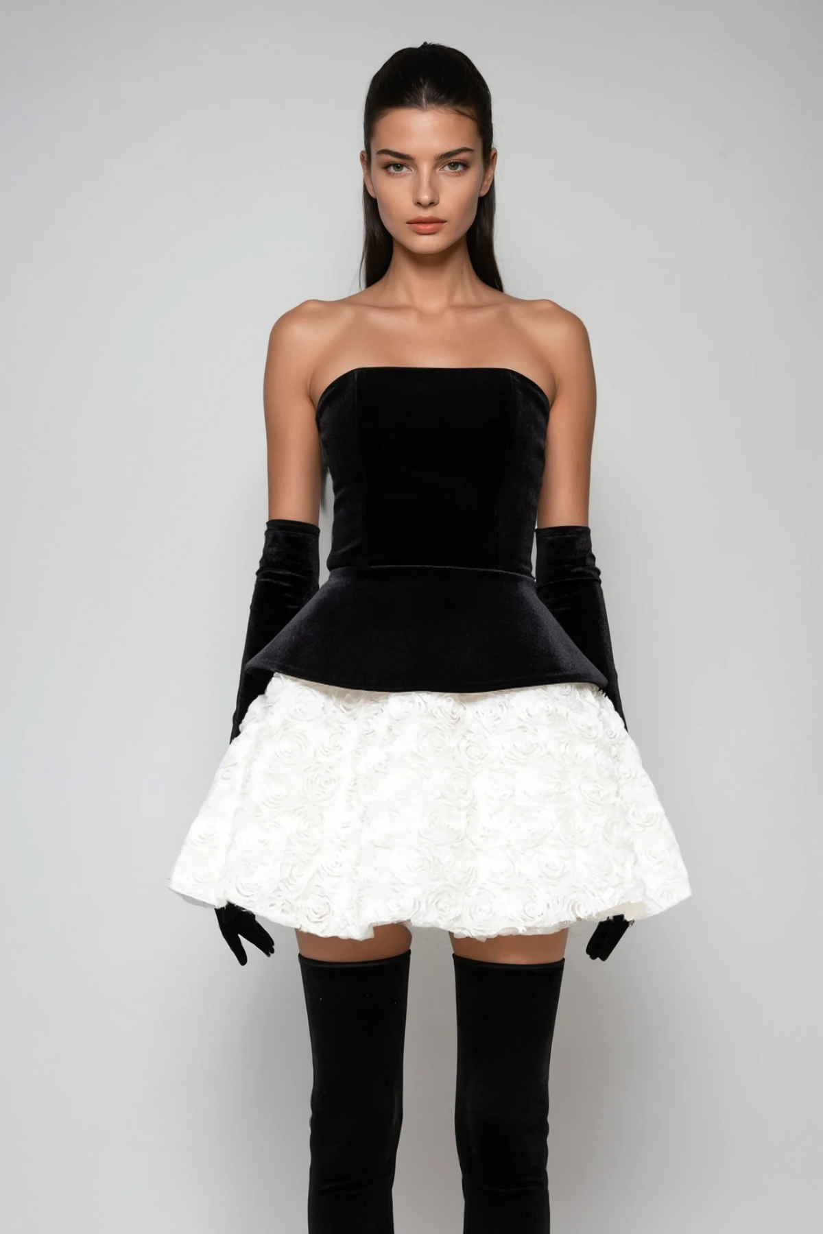 Lizette Strapless Flower Mini Dress