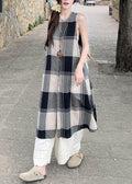 Cotton Dress Loose Pants Plaid Wide Shirts White And Two Leg