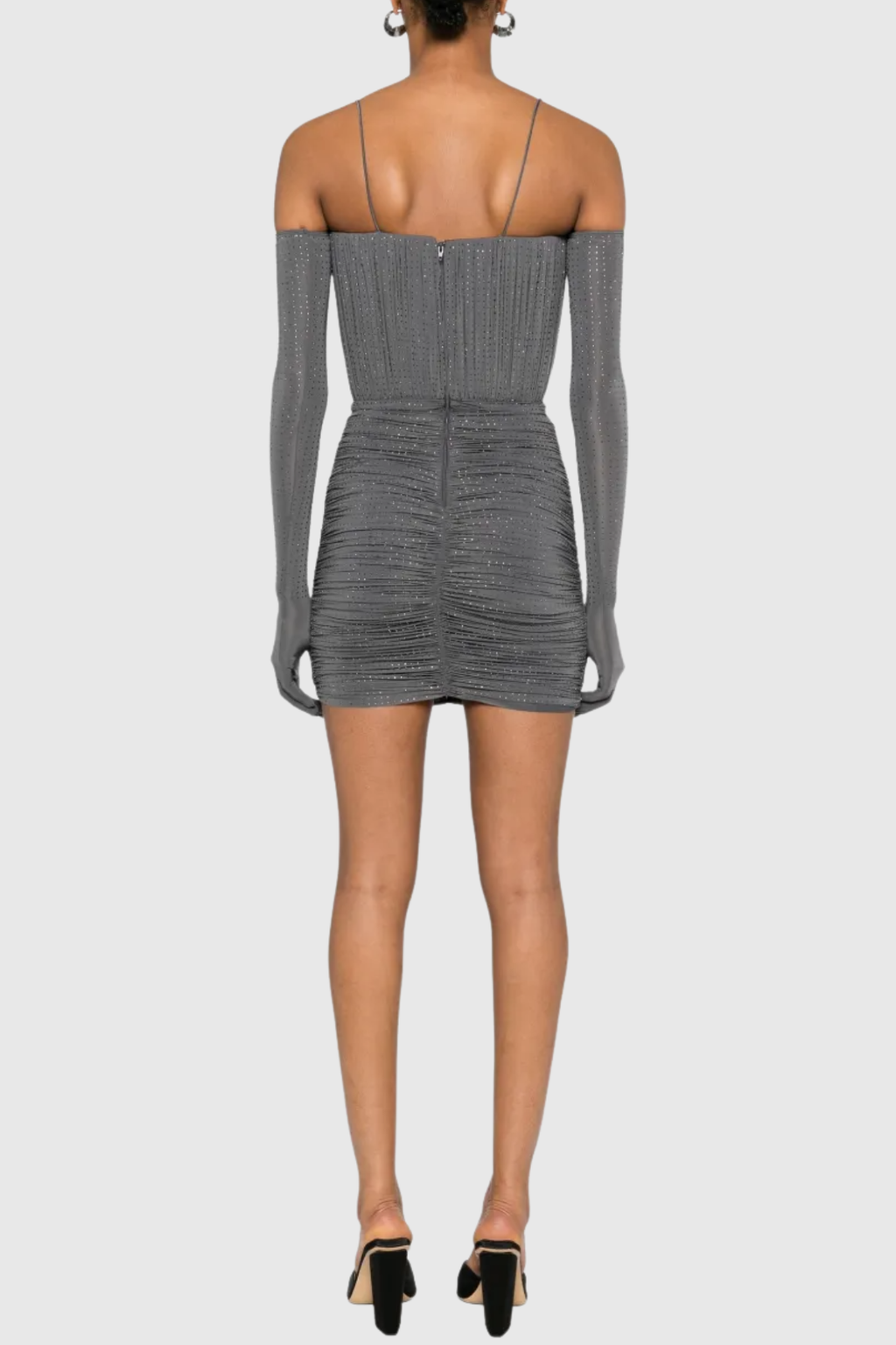 Lsanda Crystal Embellished Ruched Mini Dress