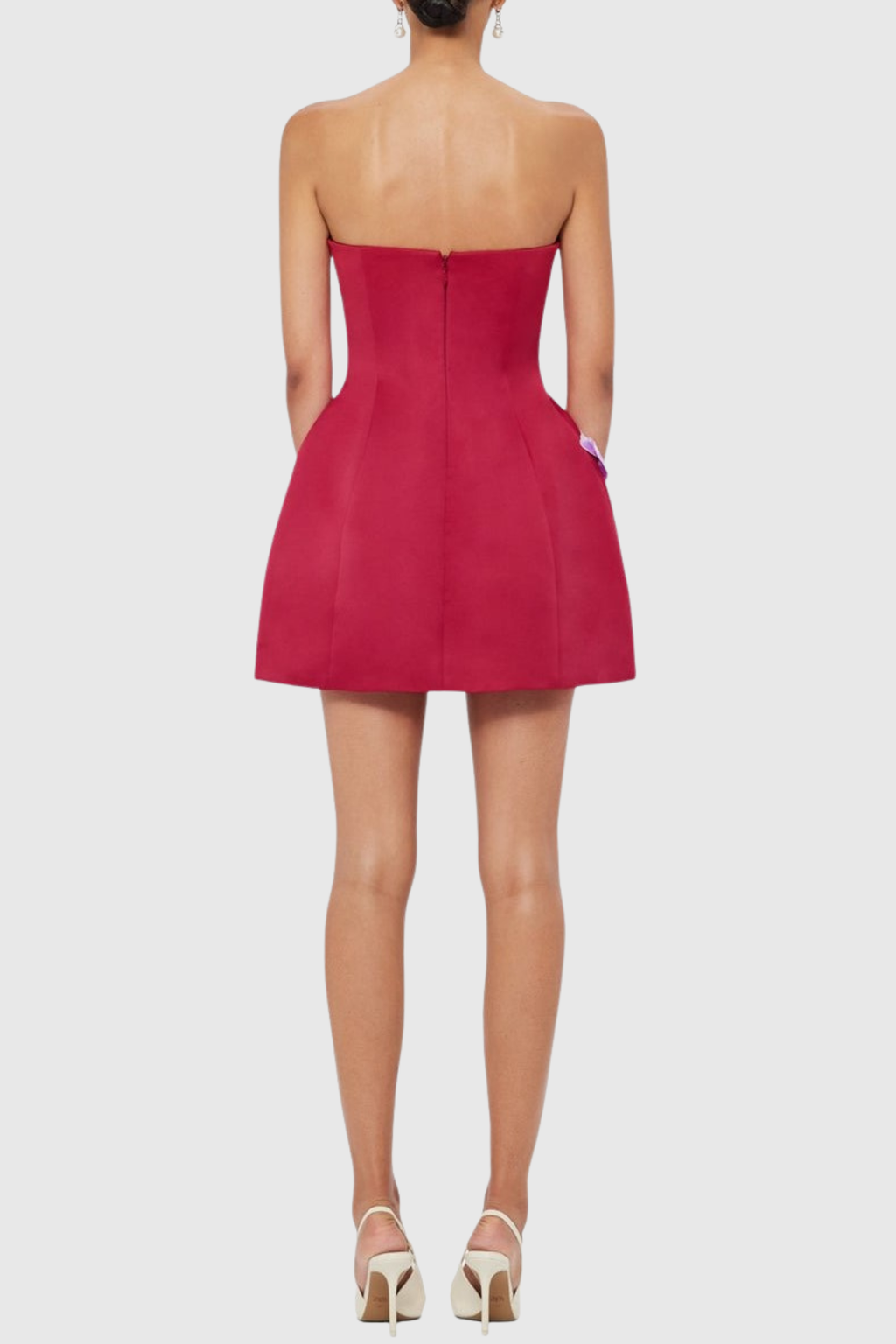 Mimoza Floral Appliqu¨¦ Strapless Mini Dress - Hot Pink