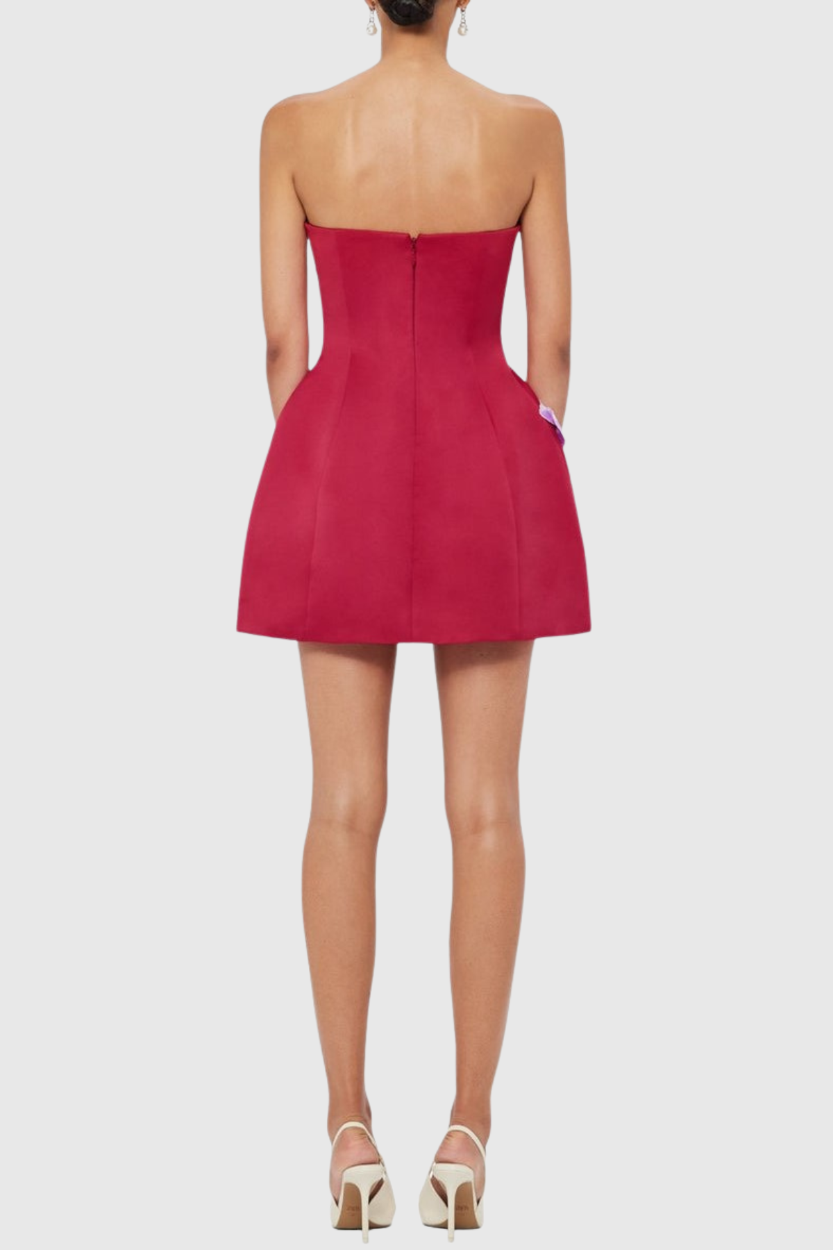 Mimoza Floral Appliqu¨¦ Strapless Mini Dress - Hot Pink