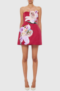 Mimoza Floral Appliqu¨¦ Strapless Mini Dress - Hot Pink