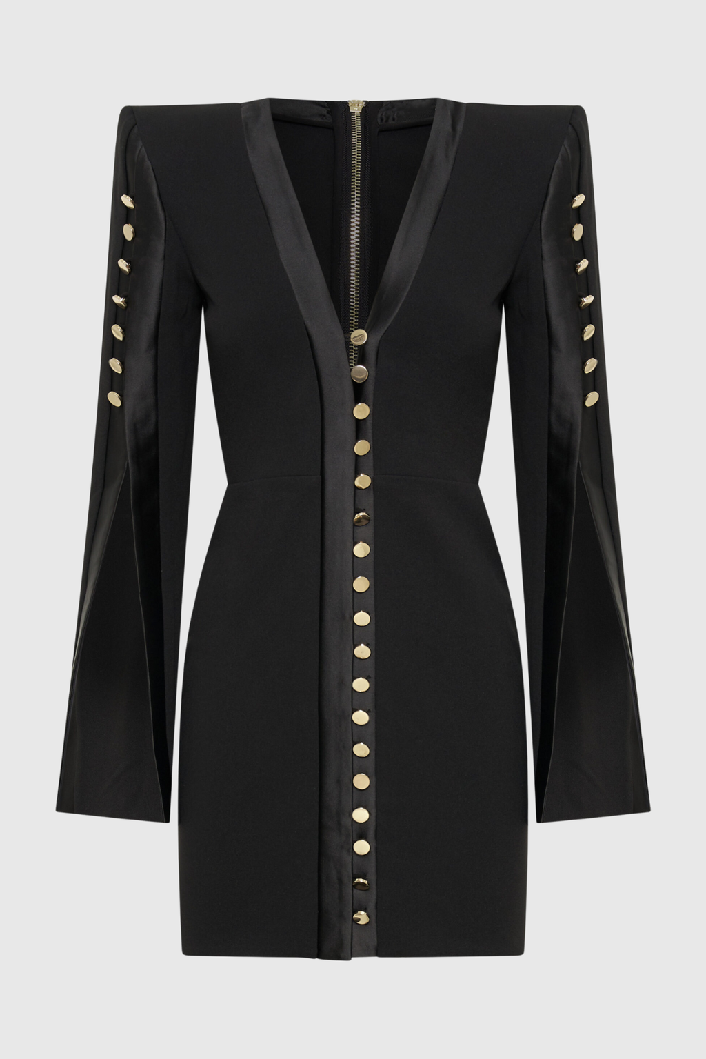 Moises Buttoned Split Sleeve Mini Dress